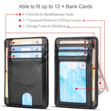 Load image into Gallery viewer, Teskyer Slim Wallet for Men, Minimalist Front Pocket RFID Blocking Leather Wallet Credit Card Holder for Men & Women