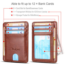 Load image into Gallery viewer, Teskyer Slim Wallet for Men, Minimalist Front Pocket RFID Blocking Leather Wallet Credit Card Holder for Men & Women
