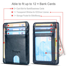 Load image into Gallery viewer, Teskyer Slim Wallet for Men, Minimalist Front Pocket RFID Blocking Leather Wallet Credit Card Holder for Men & Women