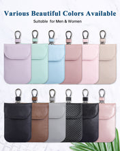 Load image into Gallery viewer, Teskyer 2 Pack of Faraday Bags for Key Fob, Enhanced Car RFID Signal Blocking Pouch, Anti-Theft Faraday Cage Key Fob Protector, Crazy Horse Leather, Black & Rose Gold