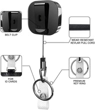Load image into Gallery viewer, Teskyer 3 Pack Retractable Badge Holder, Heavy Duty Small Retractable Badge Reel with Belt Clip and Key Ring for ID Badge Holder Name Card Keychain, Square