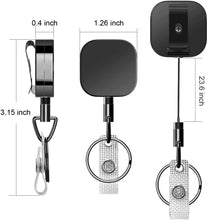 Load image into Gallery viewer, Teskyer 3 Pack Retractable Badge Holder, Heavy Duty Small Retractable Badge Reel with Belt Clip and Key Ring for ID Badge Holder Name Card Keychain, Square