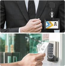 Load image into Gallery viewer, Teskyer 3 Pack Retractable Badge Holder, Heavy Duty Small Retractable Badge Reel with Belt Clip and Key Ring for ID Badge Holder Name Card Keychain, Square