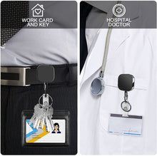 Load image into Gallery viewer, Teskyer 3 Pack Retractable Badge Holder, Heavy Duty Small Retractable Badge Reel with Belt Clip and Key Ring for ID Badge Holder Name Card Keychain, Square