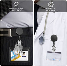 Load image into Gallery viewer, Teskyer 3 Pack Retractable Badge Holder, Heavy Duty Small Retractable Badge Reel with Belt Clip and Key Ring for ID Badge Holder Name Card Keychain, Square
