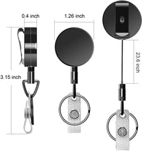 Load image into Gallery viewer, Teskyer 3 Pack Retractable Badge Holder, Heavy Duty Small Retractable Badge Reel with Belt Clip and Key Ring for ID Badge Holder Name Card Keychain, Square