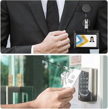 Load image into Gallery viewer, Teskyer 3 Pack Retractable Badge Holder, Heavy Duty Small Retractable Badge Reel with Belt Clip and Key Ring for ID Badge Holder Name Card Keychain, Square