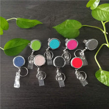 Load image into Gallery viewer, Teskyer 3 Pack Retractable Badge Holder, Heavy Duty Small Retractable Badge Reel with Belt Clip and Key Ring for ID Badge Holder Name Card Keychain, Square