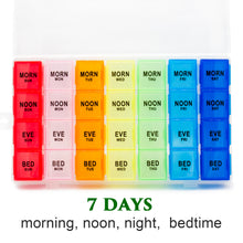 Load image into Gallery viewer, VMVN Pill Box 7 Day, Large Pill Cases Organizers ,Weekly Pill Container AM/PM Medicine Organizer,Removable 4 Times a Day Pill Holder