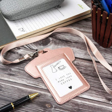 Load image into Gallery viewer, Cute ID Badge Holder with Lanyard, Teskyer T-Shirt Style Leather Badge Holder for Kids Students Teachers Nurses
