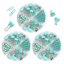 Load image into Gallery viewer, Teskyer 216 PCS Binder Clips Paper Clips Push Pins Set, Practical Desk Organize Kits for Office School Home, 72 Pcs Per Box, 3 Box Pack Mix Color