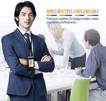 Load image into Gallery viewer, Teskyer-Leather-Badge-Holder-with-Zipper-Pocket-7