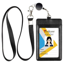 Load image into Gallery viewer, Teskyer-Premium-PU-Leather-ID-Badge-Holder-with-Retractable-Lanyard-1