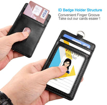 Load image into Gallery viewer, Teskyer-Upgrated-Vertical-Leather-ID-BadgeCard-Holder-with-Lanyard-3