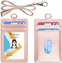 Load image into Gallery viewer, Teskyer-Upgrated-Vertical-Leather-ID-BadgeCard-Holder-with-Lanyard-Rose-gold