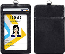 Load image into Gallery viewer, Teskyer-Vertical-PU-Leather-ID-Badge-Holder-Black-2