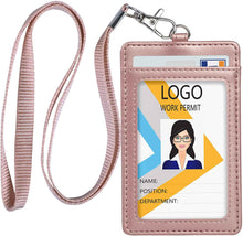 Load image into Gallery viewer, Teskyer-Vertical-PU-Leather-ID-Badge-Holder-Rose-Gold-2
