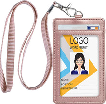 Load image into Gallery viewer, Teskyer-Vertical-PU-Leather-ID-Badge-Holder-Rose-Gold-2