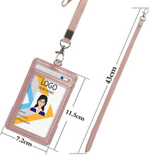 Load image into Gallery viewer, Teskyer Leather ID Badge Holder, Vertical PU Leather ID Badge Holder with 1 Clear ID Window-Rose Gold