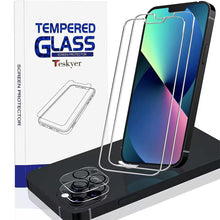 Load image into Gallery viewer, Teskyer 2 Pack Camera Lens Protector for iPhone 13 Pro + 2 Pack Screen Protector Clear, 9H Hardness Anti-Crack HD Tempered Glass Film, 6.1 inch
