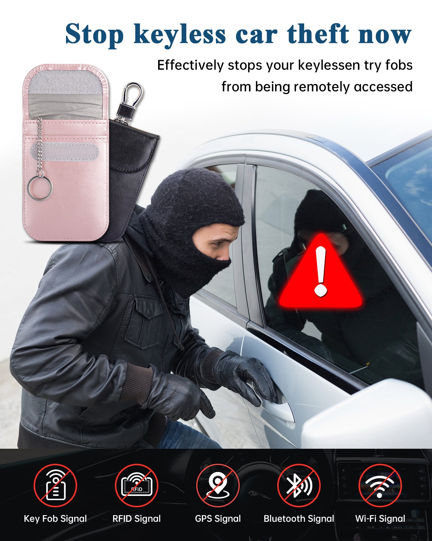 2 Pack RFID Faraday Pouch Car Key Fob Protector Signal Blocking