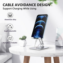 Load image into Gallery viewer, Teskyer 360 Degree Rotatable Cell Phone Stand, Hight and Angle Adjustable Phone/Tablets Holder, Foldable Desktop Phone Stand, Compatible with All Mobile Phones, iPhone 14, iPad, Tablets, Gray
