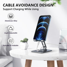 Load image into Gallery viewer, Teskyer 360 Degree Rotatable Cell Phone Stand, Hight and Angle Adjustable Phone/Tablets Holder, Foldable Desktop Phone Stand, Compatible with All Mobile Phones, iPhone 14, iPad, Tablets, Gray
