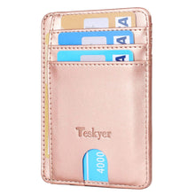 Load image into Gallery viewer, Teskyer Slim Wallet for Men, Minimalist Front Pocket RFID Blocking Leather Wallet Credit Card Holder for Men &amp; Women
