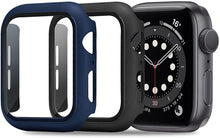 Load image into Gallery viewer, ULUQ Case Compatible with Apple Watch Series 6/5/4/SE 44mm Built in HD Screen Protector, 2 Pack Ultra-Thin Hard All-Around Protective Cover (Black)
