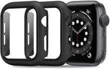 Load image into Gallery viewer, ULUQ Case Compatible with Apple Watch Series 6/5/4/SE 44mm Built in HD Screen Protector, 2 Pack Ultra-Thin Hard All-Around Protective Cover (Black)
