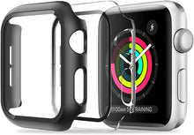 Load image into Gallery viewer, ULUQ Case Compatible with Apple Watch Series 3 Series 2 Series 1 38mm, Hard PC All-Around Protective Cover with Tempered HD Glass Screen Protector Scratch Resistant Slim &amp; Durable, 2Pack
