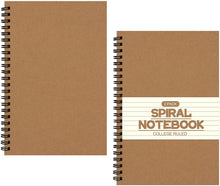 Load image into Gallery viewer, Teskyer Spiral Notebook, College Ruled Journal for Work School, 120 Pages/60 Sheets Paper, Softcover A5 Size Notebook for Office School Supplies, 2 Pack Kraft Brown
