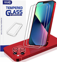 Load image into Gallery viewer, ULUQ 2 Pack Screen Protector Compatible for iPhone 13 2021, 2 Pack Camera Lens Protector Clear, HD Tempered Glass Film 9H Hardness Anti-Crack, 6.1 inch
