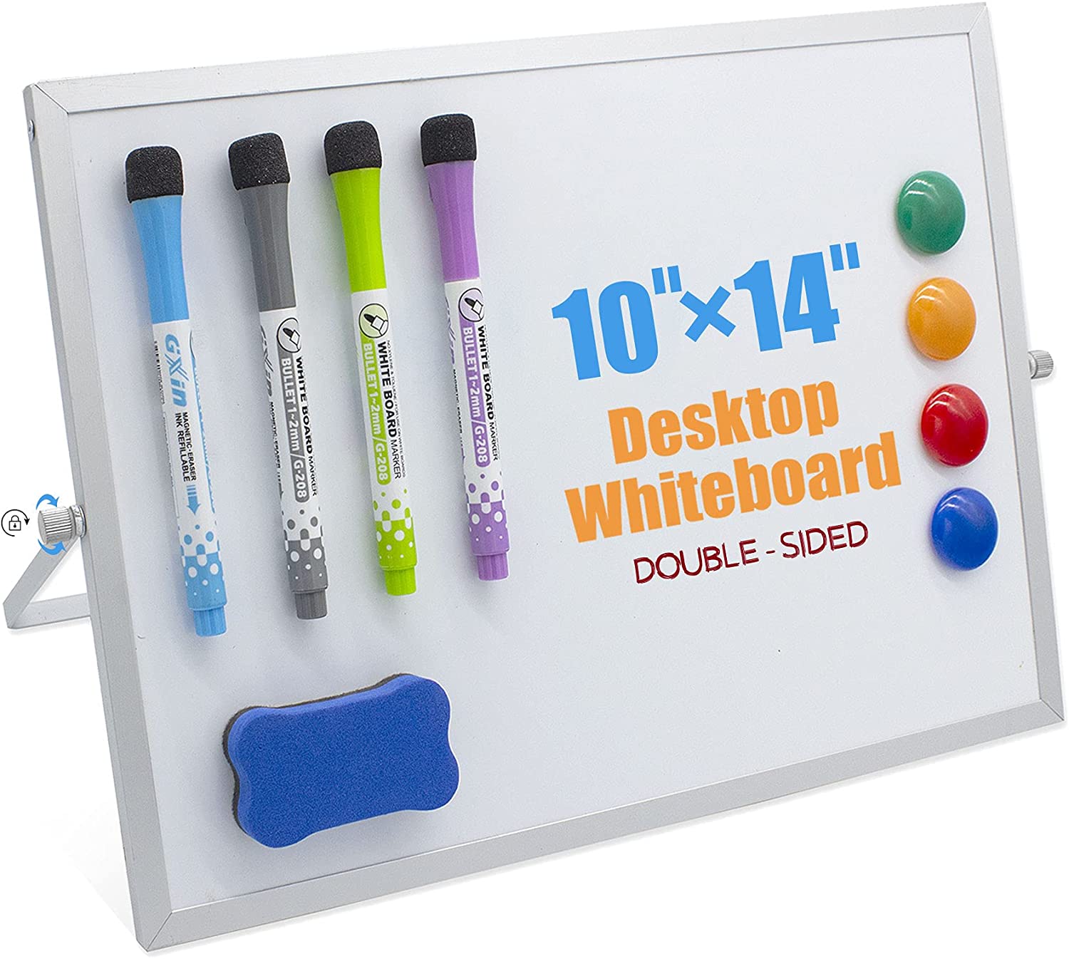 Teskyer Desktop Dry Erase White Board, 10 X 14 Portable Double