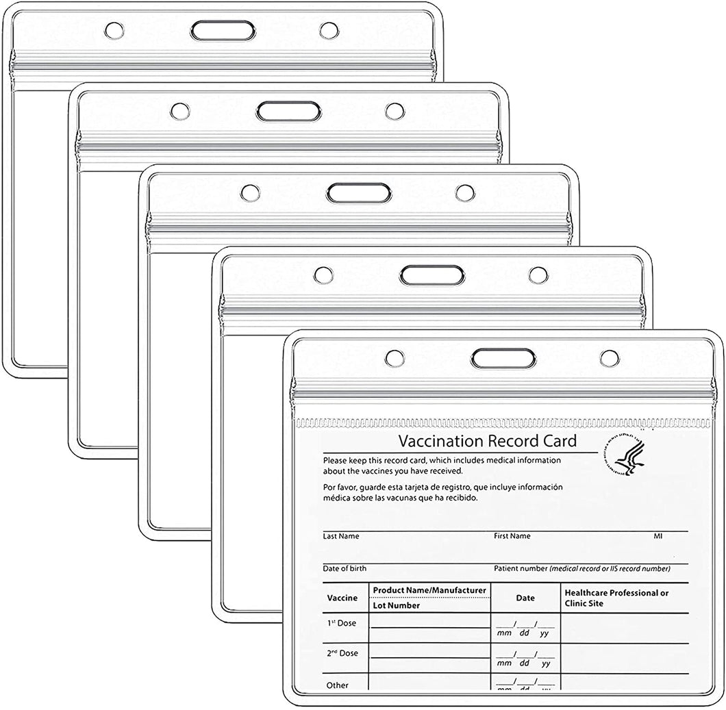 Teskyer 5 Pack CDC Vaccination Card Protector, 4 X 3