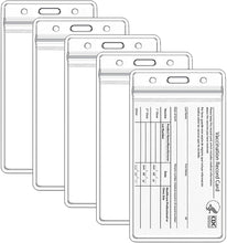 Load image into Gallery viewer, Teskyer 5 Pack Vaccination Card Protector Waterproof, Vertical 4 X 3&quot; Immunization Record Vaccine Card Holder, Plastic Clear ID Card Holder Name Tags Badge Holders
