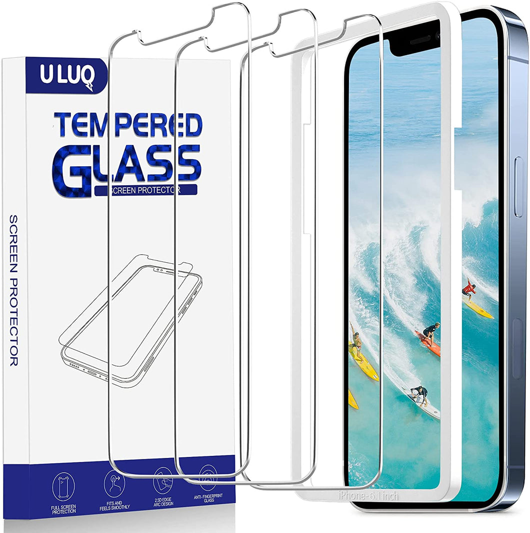 ULUQ Glass Screen Protector Compatible for iPhone 13/iPhone 13 Pro 2021, Tempered Glass Film Anti-Crack Easy Apply, 6.1inch, 3Pack