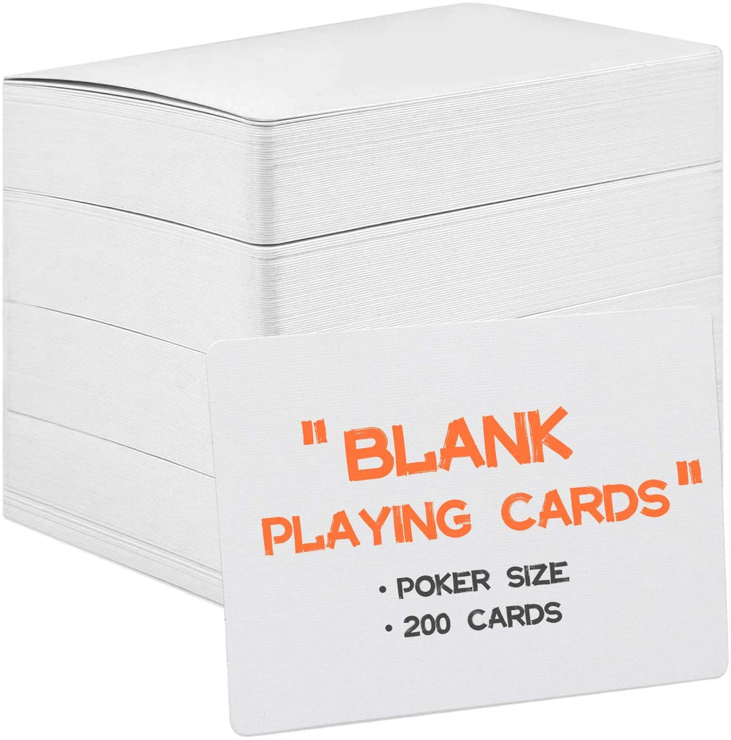 Teskyer Blank Playing Cards, 200 PCS, Poker Size, Linen Finish, Double Sides Blank Index Flash Cards for Writing, Drawing, DIY Game Cards Gift Cards