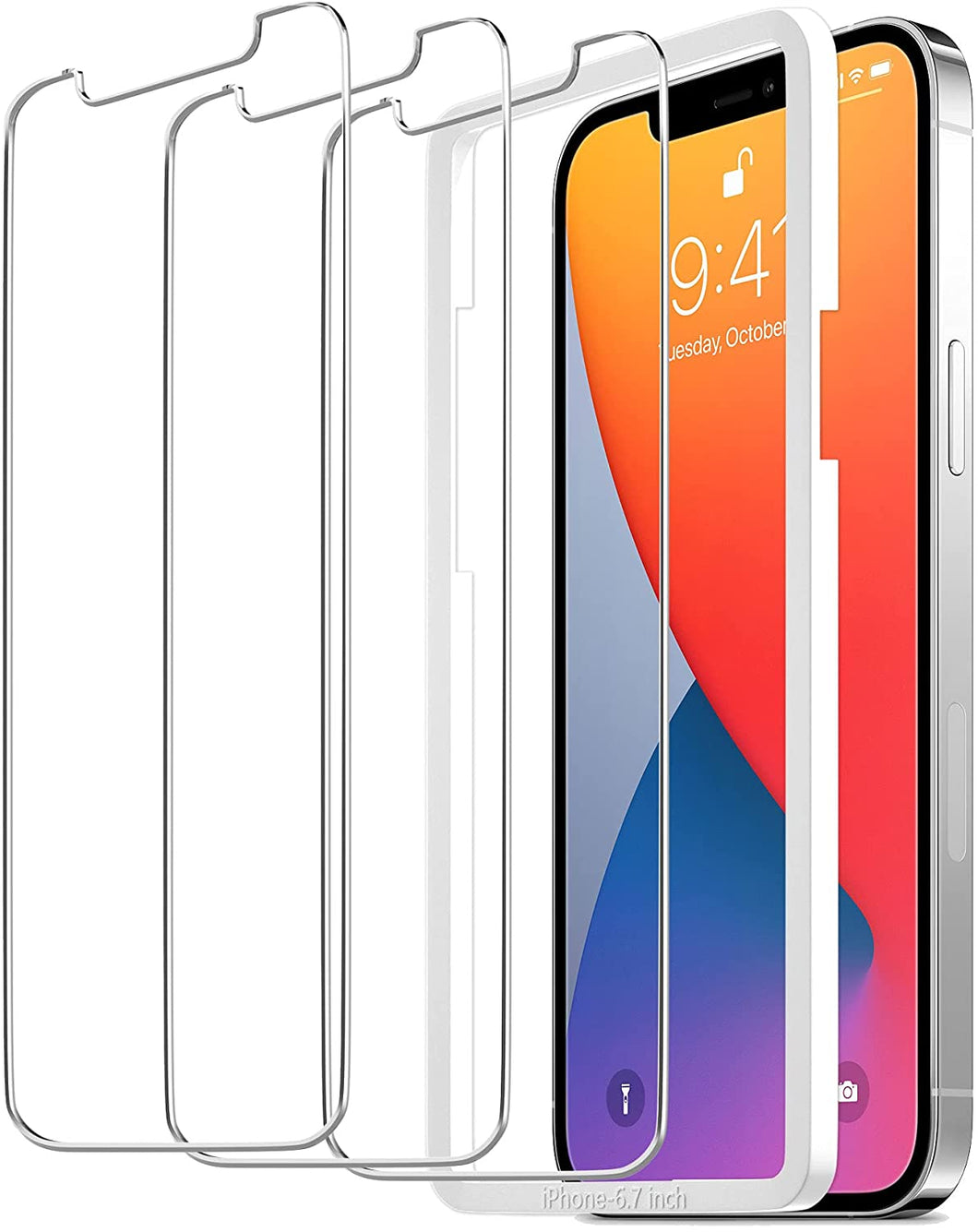 ULUQ Glass Screen Protector for iPhone 12 Pro Max, HD Tempered Glass Film, 9H Hardness Anti Scratch, 6.7inch, 3 Pack