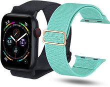 Load image into Gallery viewer, ULUQ Compatible with Apple Watch Bands 40mm 38mm for iWatch Series 6 5 4 3 2 1 SE, Adjustable Stretch Strap, Sport Elastics Wristbands Women Men, 2Pack
