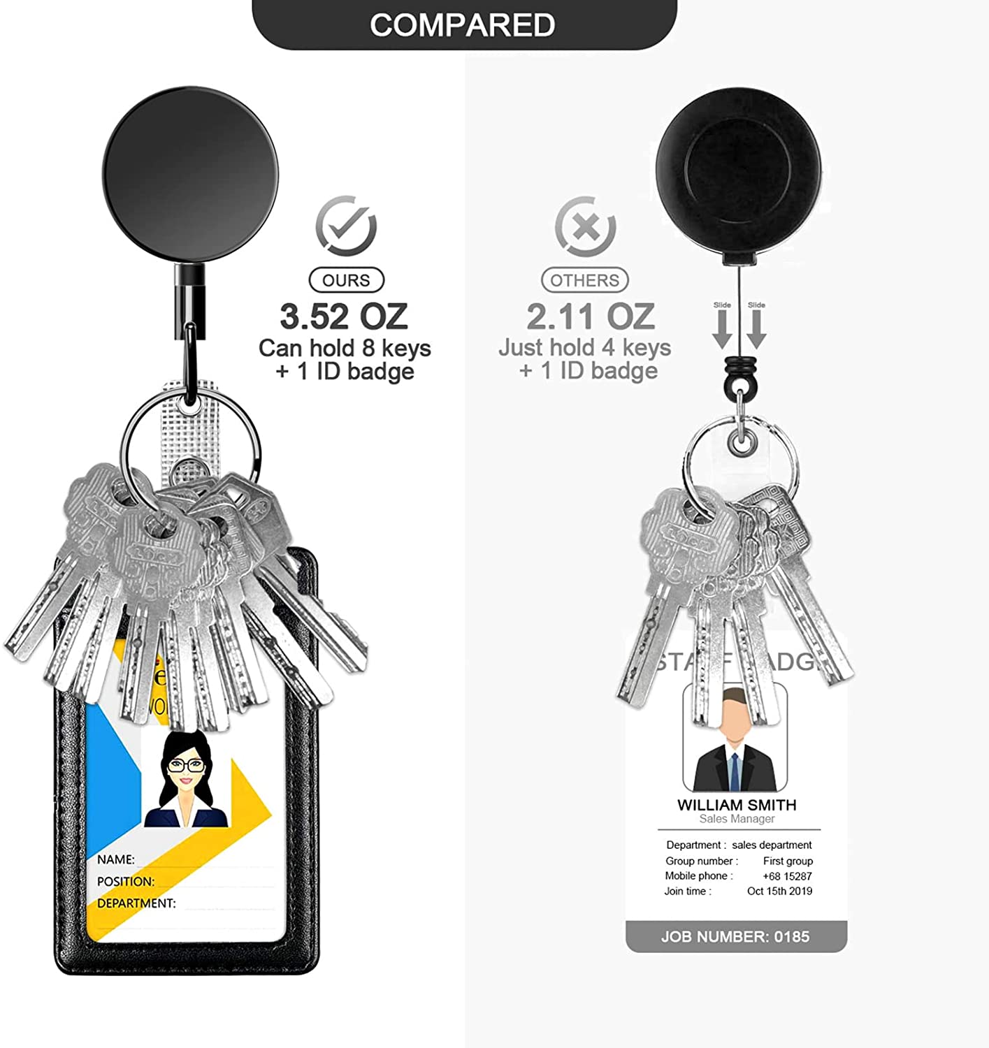  2 Pack Heavy Duty Retractable Badge Holder Reel, ID