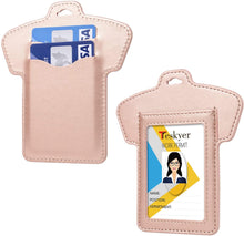Load image into Gallery viewer, Cute ID Badge Holder with Lanyard, Teskyer T-Shirt Style Leather Badge Holder for Kids Students Teachers Nurses
