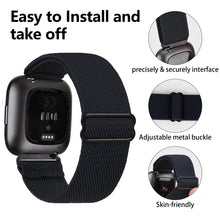Load image into Gallery viewer, ULUQ Elastic Watch Bands for Fitbit Versa 2 /Fitbit Versa/Versa Lite/Versa SE, 2 Pack Adjustable Stretchy Soft Nylon Bands Replacement Wristbands for Women Men
