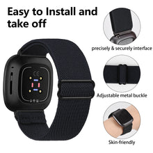 Load image into Gallery viewer, ULUQ 2 Pack Elastic Bands for Fitbit Versa 3/Fitbit Sense, Adjustable Stretchy Soft Nylon Sport Bands for Fitbit Versa 3 Smart Watch, Replacement Wristbands for Women Men
