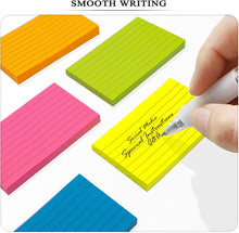Load image into Gallery viewer, Teskyer Lined Sticky Notes 3x5 Inchs, 500 Sheets Bright Colors Self-Stick Pads, 5 Pads/Pack, 100 Sheets/Pad
