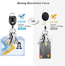Load image into Gallery viewer, Teskyer 2 Pack Heavy Duty Retractable Badge Holders with Carabiner Reel Clip and Style Extra Thick Soft Clear Name Tag ID Card Holders, Horizontal
