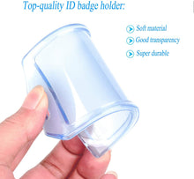 Load image into Gallery viewer, Teskyer 2 Pack Heavy Duty Retractable Badge Holders with Carabiner Reel Clip and Style Extra Thick Soft Clear Name Tag ID Card Holders, Horizontal
