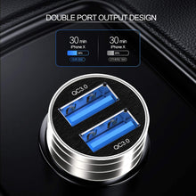 Load image into Gallery viewer, ULUQ USB Car Charger, Dual QC3.0 Port Mini 25W 4.8A Metal Fast Quick Car Charger Adapter, 2 Alloy Flush Fit Car Adapter, Compatible with iPhone 12/12 Pro/Max/XR/Xs/Max/X/8/7/Plus, iPad, Galaxy&amp; More
