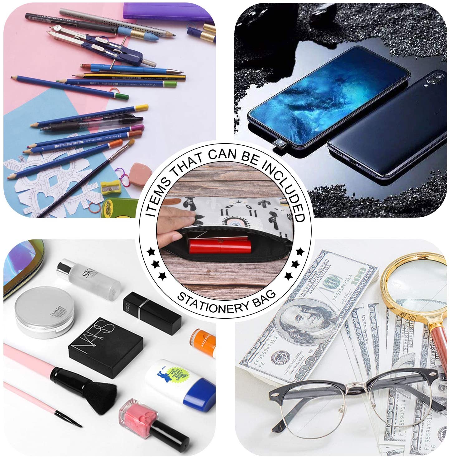 Leather Pen Pencil Case, Slim Pen Bag Small Pencil Pouch Stationery Bag  Portable Cosmetic Bag Zipper Bag For Pen Pencils