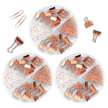 Load image into Gallery viewer, Teskyer 216 PCS Binder Clips Paper Clips Push Pins Set, Practical Desk Organize Kits for Office School Home, 72 Pcs Per Box, 3 Box Pack Mix Color
